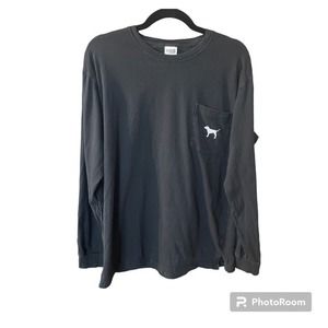 Pink Brand Long Sleeved Logo Shirt 170/96A medium Black‎ with White Logo